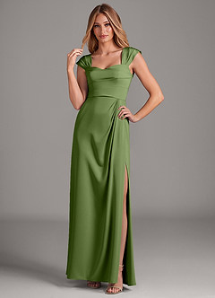 Azazie Laila Bridesmaid Dresses Juniper A-Line Pleated Stretch Satin Dress image3
