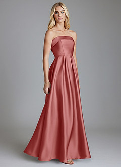 Azazie Lucienne Bridesmaid Dresses Antique Rose A-Line Strapless Stretch Satin Convertible Dress image4