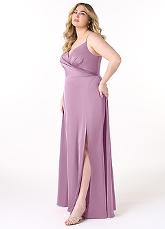 Azazie Dalilah Bridesmaid Dresses Wisteria A-Line V-Neck Pleated Stretch Satin Dress image8