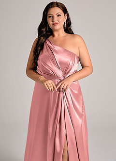 Azazie Brooke Robes de demoiselle d'honneur Robe Trapèze en Satiné métallisé Ue épaule Rosette image13