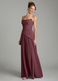 Azazie Gabriela Bridesmaid Dresses Sangria A-Line Corset Chiffon Dress image6