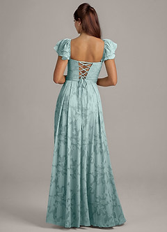 Azazie Aricella Bridesmaid Dresses Mist A-Line Corset Floral Burnout Dress image5