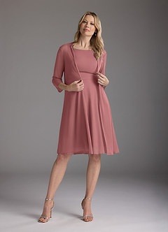 Azazie Sunny Mother of the Bride Dresses Desert Rose A-Line Pleated Mesh Dress image2