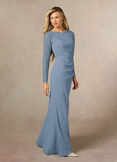 Azazie Peggy vestidos de madre de la novia Vestido de Azul Polvoriento de Encaje de Recto image1