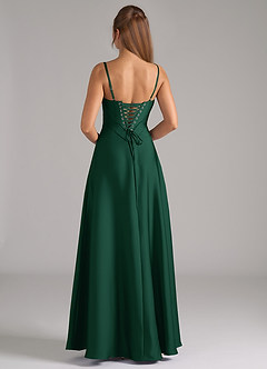 Azazie Valentine Bridesmaid Dresses Dark Green A-Line Corset Stretch Satin Dress image5