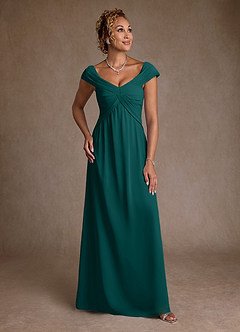Azazie Myrtle Mother of the Bride Dresses Peacock A-Line Pleated Chiffon Dress image1