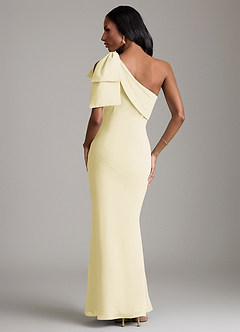Azazie Yuanna Bridesmaid Dresses Lemon Sorbet Mermaid One Shoulder Chiffon Dress image6