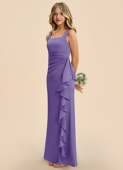 Azazie Adrienne Junior Tahiti Sheath Pleated Stretch Satin Dress image5