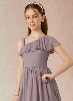Azazie Mango Junior Dusk A-Line Ruched Chiffon Dress image4
