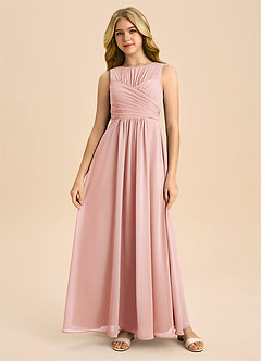 Azazie Skyla Junior Rosette A-Line Pleated Chiffon Dress image2