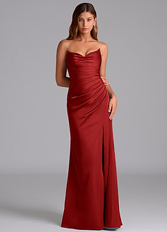 Azazie Claudelle Suknie dla druhen Syrena Bez ramiączek Satyna elastyczna Do ziemi Sukienka image6