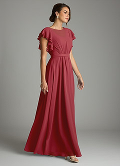 Azazie Daphne Modest Bridesmaid Dresses A-Line Ruffled Chiffon Floor-Length Dress image4