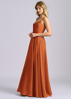 Azazie Truce Bridesmaid Dresses Cinnamon A-Line Stretch Satin Dress image5