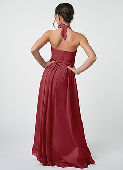 Azazie Hermione Junior Pomegranate A-Line Chiffon Dress image3