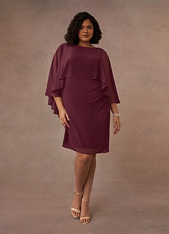 Azazie Mirra Abiti per la Madre della Sposa Abito Tubino in Chiffon con Scollo a U a Pieghe Cabernet image7