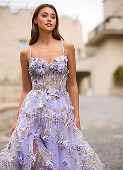 Elara Light Purple 3D Floral Prom Dress image9
