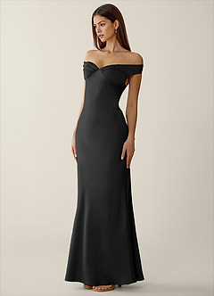 Gwendonme Black Satin Crystal Linen Prom Dress image3