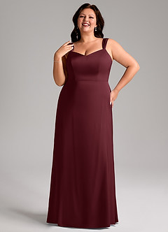 Azazie Denice Bridesmaid Dresses Cabernet Sheath Pleated Stretch Satin Dress image10