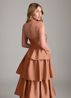 Azazie Faye Bridesmaid Dresses Bronzer A-Line Ruched Stretch Satin Dress image6