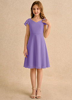 Azazie Narin Girls Formal Flower Girl Klänningar Klänning A-Line i Chiffong med ärmar image4