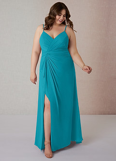 Azazie Emerald Bridesmaid Dresses Jade A-Line Ruffled Chiffon Dress image7