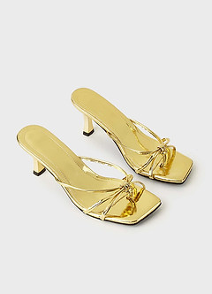 front Faux Leather Strappy Kitten Heel Mules