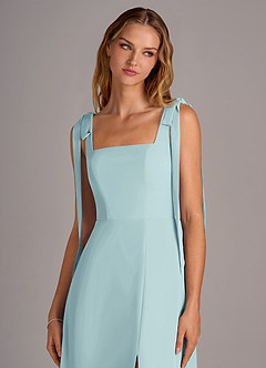 Azazie Debra Bridesmaid Dresses Sea Glass A-Line with Pockets Chiffon Convertible Dress image7