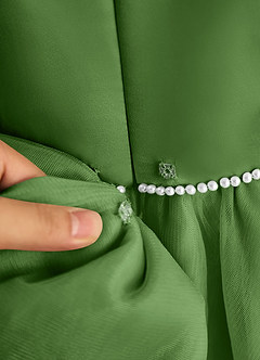 Azazie Lass Robe Demoiselle D'honneur Fillette Robe Trapèze en Tulle Nœud Basilic image7