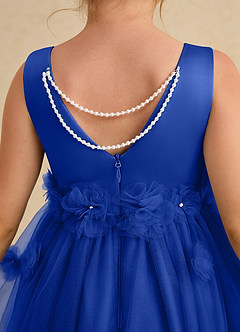 Azazie Lux Flower Girl Dresses Royal Blue A-Line Beaded Tulle Dress image6