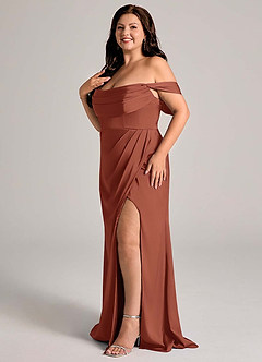 Azazie Johana Vestidos de damas de honor Vestido de Castaño de Satén Elástico de Corte Sirena Convertible con Vestidos sin tirantes image12