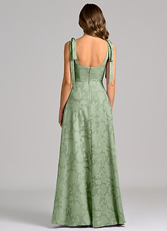 Azazie Debra 신부 들러리 드레스 A라인 포켓이 있는 플로럴 번아웃 바닥 길이 드레스 image6