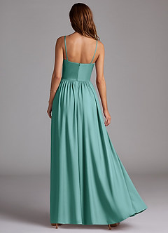 Azazie Calianna Bridesmaid Dresses Aqua A-Line Off the Shoulder Stretch Satin Convertible Dress image4