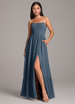 Azazie Kailee Bridesmaid Dresses Neptune A-Line with Pockets Chiffon Dress image1