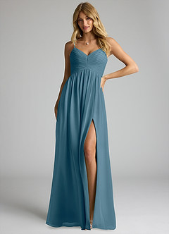 Azazie Alia Bridesmaid Dresses Bermuda A-Line Pleated Chiffon Dress image1