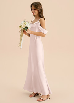 Azazie Bellalina Junior Blushing Pink Mermaid Pleated Stretch Satin Dress image3