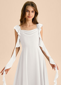 Azazie Carmin Junior Linia A Marszczony Szyfon Długość podłogi Młodsza druhna Sukienka image7