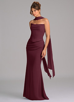 Azazie Sorrel Bridesmaid Dresses Cabernet Mermaid Corset Chiffon Dress image5