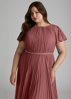 Azazie Kara vestidos de dama de honor modestos Vestido de Corte En A Plisado Hasta el suelo Gasa image15