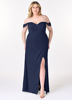 Azazie Tessa Bridesmaid Dresses Dark Navy Sheath Sweetheart Off-The-Shoulder Mesh Convertible Dress image8