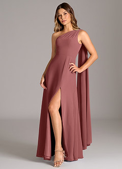 Azazie Tella Jurken voor bruidsmeisjes Jurk van Chiffon met A-Lijn One-Shoulder Amethist image3