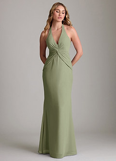 Azazie Valerie Bridesmaid Dresses Pistachio Mermaid Pleated Chiffon Dress image3