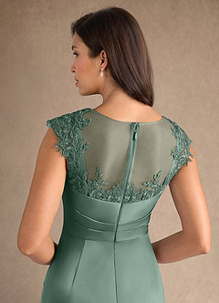Azazie Santa Barbara Mother of the Bride Dresses Eucalyptus Sheath Pleated Stretch Satin Dress image8