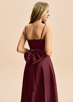 Azazie Rumi Junior Linia A Pofałdowany Satyna elastyczna Długość podłogi Młodsza druhna Sukienka image6