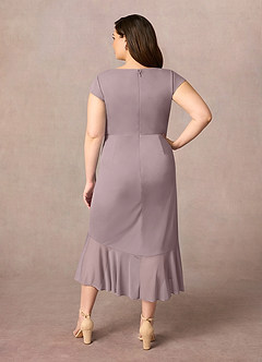 Azazie Renetta Mother of the Bride Dresses Dusk Sheath V-Neck Pleated Mesh Dress image10
