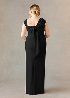 Azazie Ellen Mother of the Bride Dresses Black Sheath Side Slit Stretch Crepe Dress image8