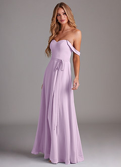 Azazie Aaron Jurken voor bruidsmeisjes Converteerbaar Jurk van Chiffon met A-Lijn Off the Shoulder Frosted Lila image5