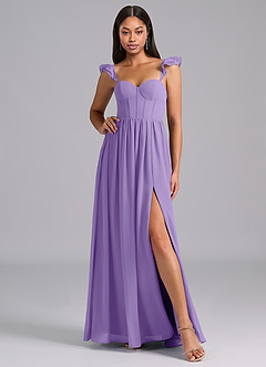 Azazie Denisse Abiti da Damigella Abito A-Line in Chiffon Increspato Tahiti image5