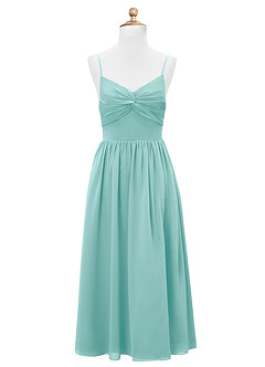 Azazie Zeya Junior Aqua A-Line Chiffon Dress image7