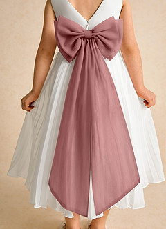Azazie Margot Flower Girl Dresses Ivory Desert Rose A-Line Pleated Chiffon Dress image8
