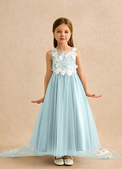 Azazie Mixie Sukienki dla dziewczynek sypiących kwiaty Suknia balowa Koronka Sznurówka Długość kostki Sukienka image2